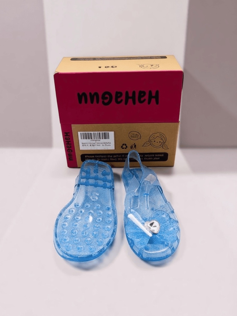 Kids Clear Blue Jelly Sandals - Unbranded